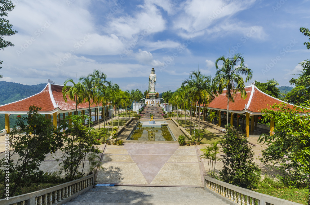 Pagodas and gardens in the Thai Buddhist monastery