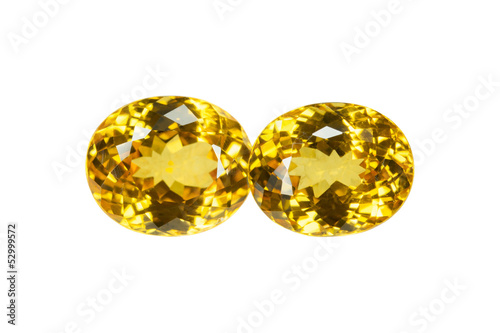 Yellow Sapphire isolated on white