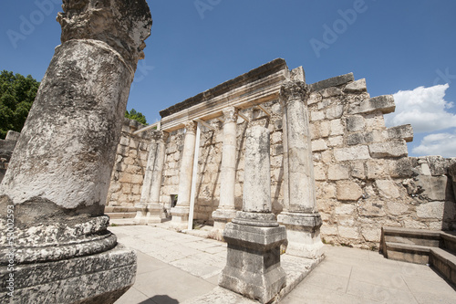 Ancient synagogue ruins in Capernaum in Israel photo