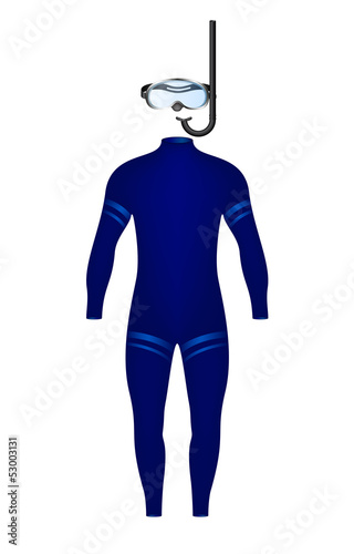 Diving suit and diving goggles with snorkel