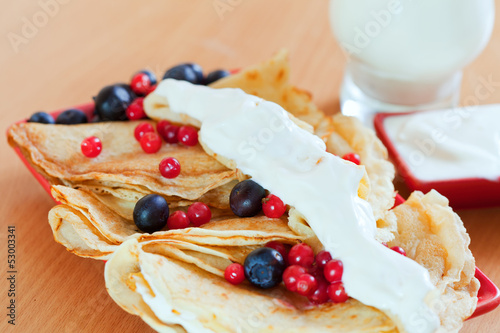 Closeup of tasty pancakes photo