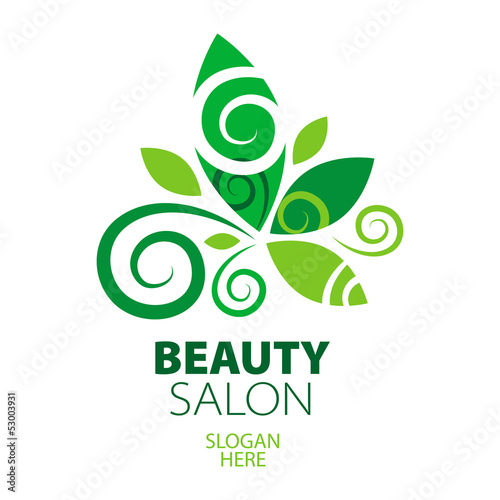 composition of green leaf logo for beauty salon