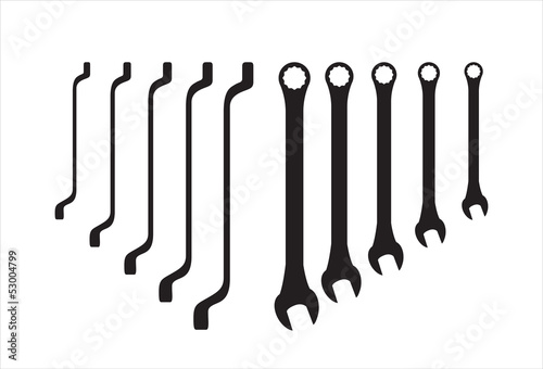 Set of steel spanners silhouettes - illustration