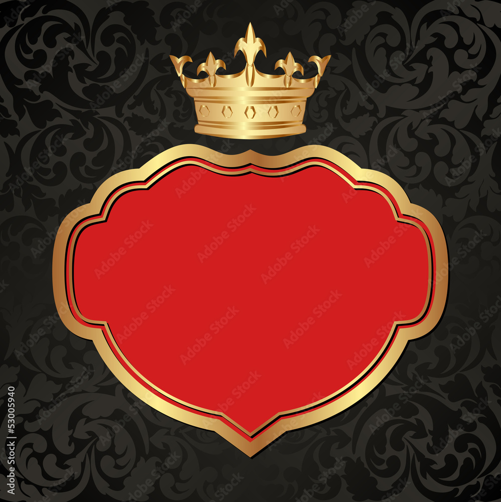 black and red background with golden crown Stock Illustration | Adobe Stock