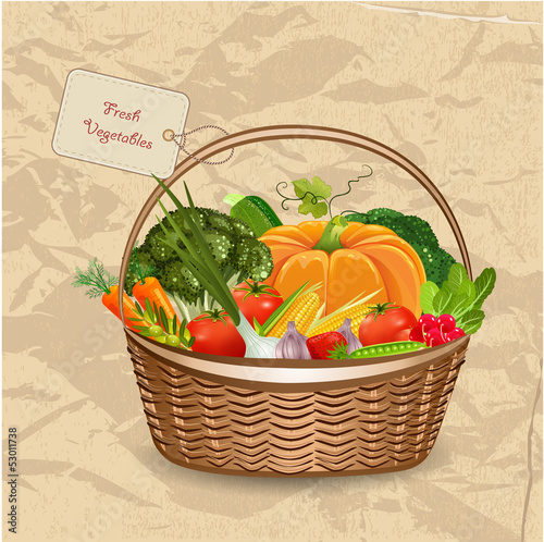 Basket fresh vegetables for your design