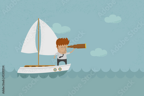Business man sailing and  looking future , eps10 vector format