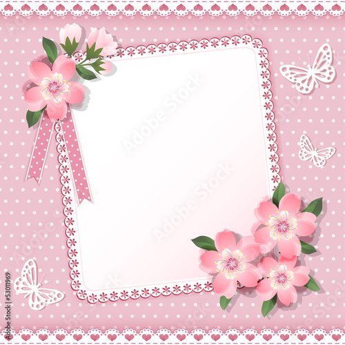 Background  with frame and flowers.