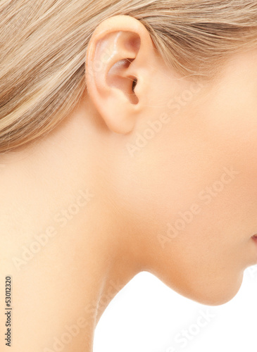 close up of woman ear photo