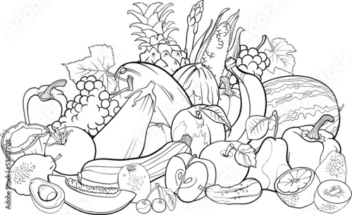 fruits and vegetables for coloring book