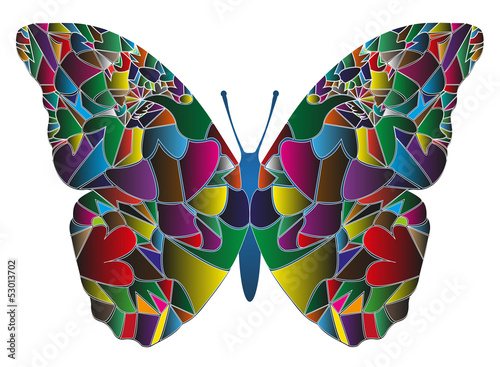 farfalla composta da colori isolata su sfondo bianco