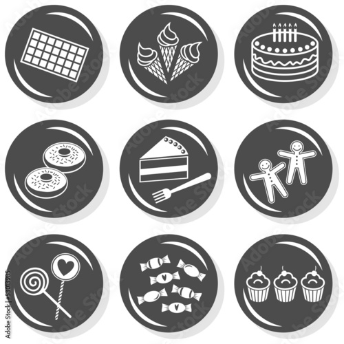 Obraz na płótnie ciastka słodycze zabawa zestaw ilustracji szary button set w salonie
