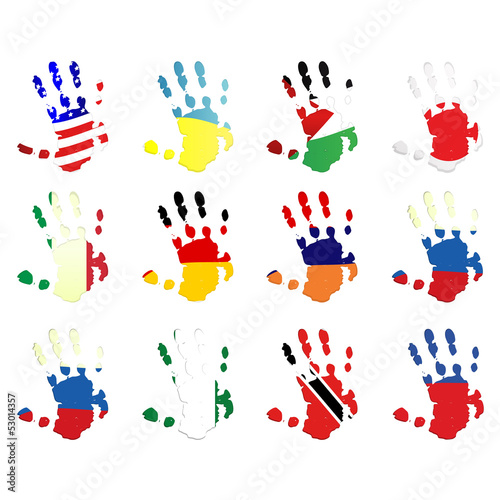 World flags set - hockey hand shape - vector illustration