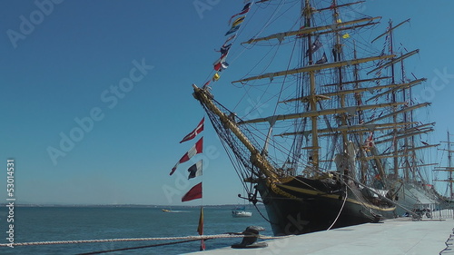 Sailboats Tall ships  race in harbor
