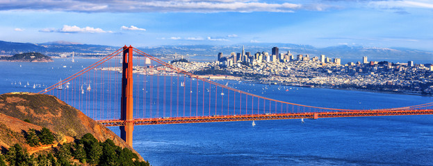 Fototapete San Francisco Panoramablick auf die berühmte Golden Gate Bridge  © Frédéric Prochasson