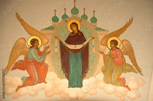 Fotografie painted silling at theTrinity Lavra of St Sergius