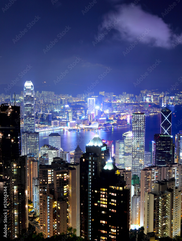 Fototapeta premium Night view in Hong Kong city