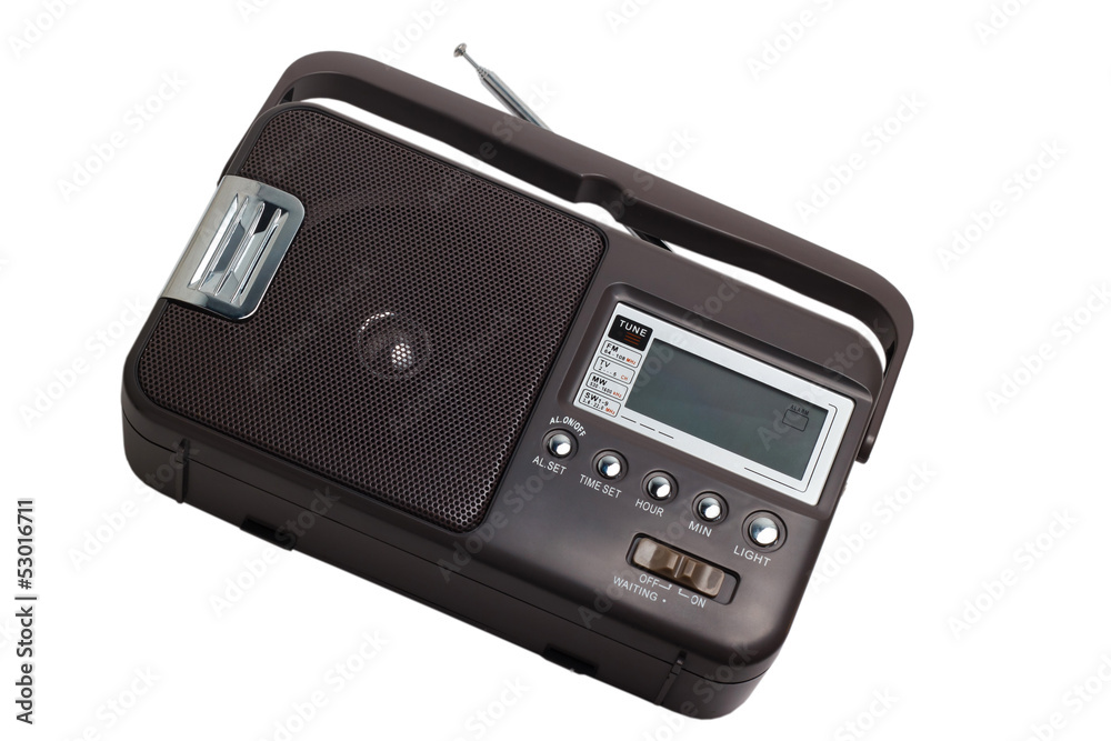 radio fm portable transistor old tuner set isolated fashione radio fm portable transistor old tuner set isolated fashione