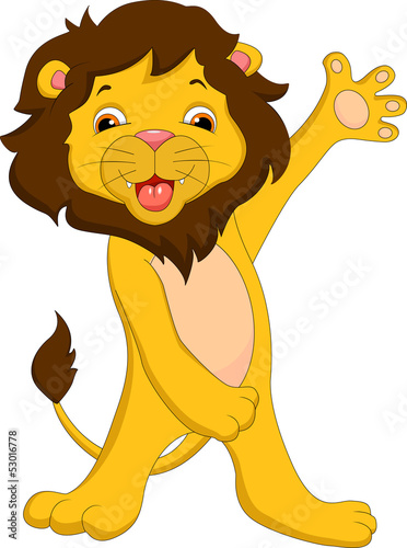 Fototapeta Naklejka Na Ścianę i Meble -  cute lion cartoon waving
