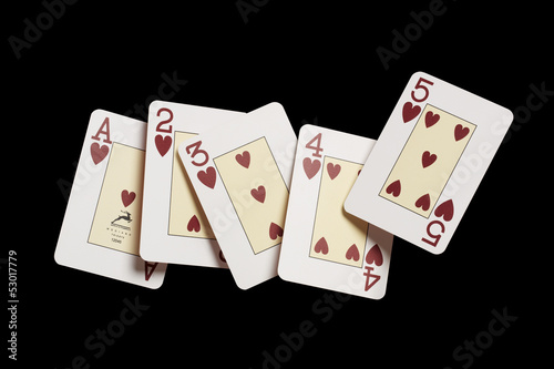 Poker, Straight Flush, Herz, Schwarz, schwebend