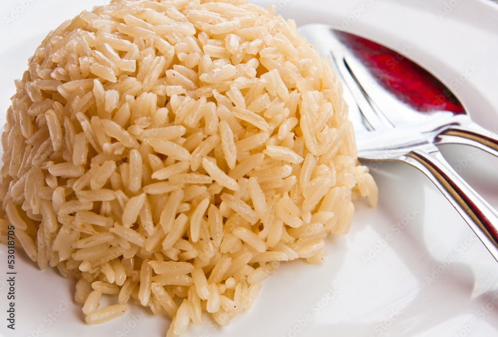 White rice on the plate White rice on the plate