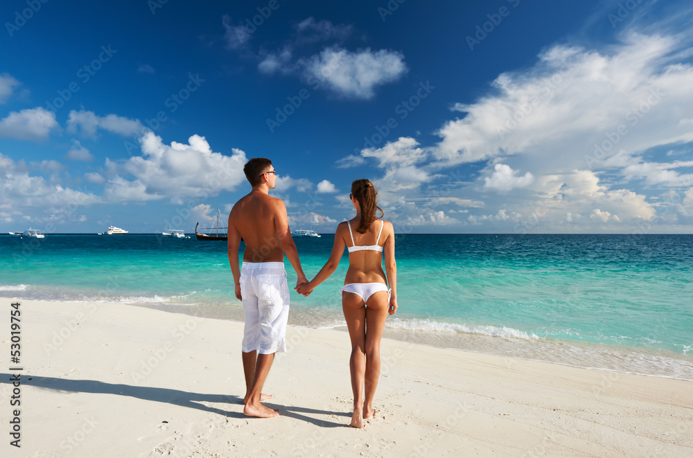 Couple on a beach at Maldives