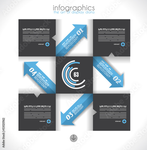 Infographic design template with paper tags. I