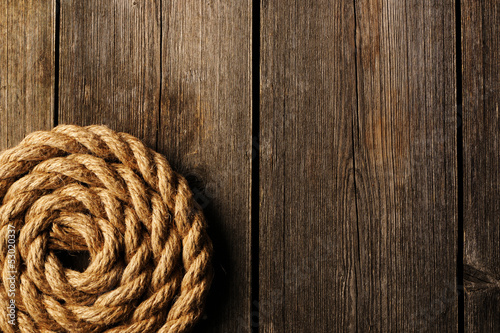 Rope over wooden background