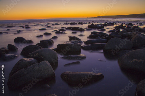 Round rocks sunset