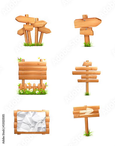 Wooden signs set