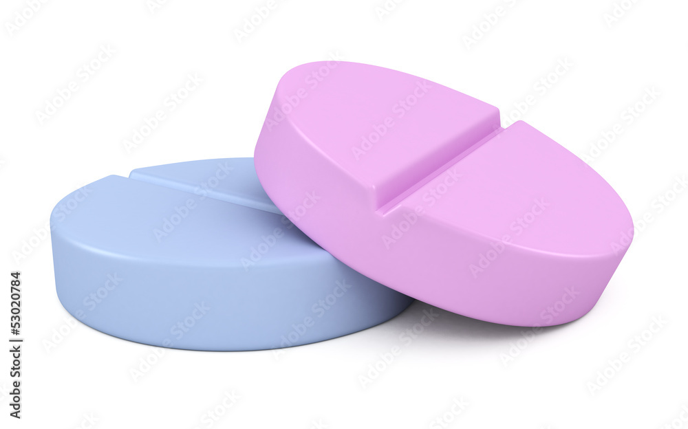 two medical pills - tablets 3d illustration two medical pills - tablets 3d illustration