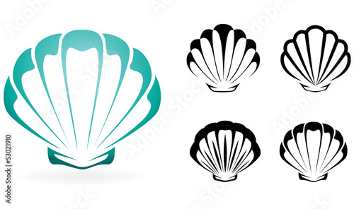 Photo Shell collection - vector silhouette illustration
