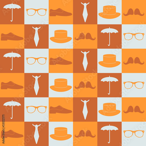 Seamless pattern with various hipster elements
