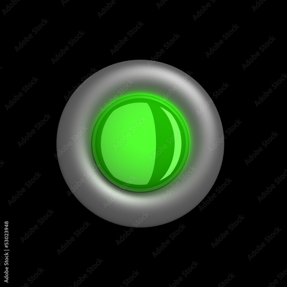 3D glossy button lighting in darkness