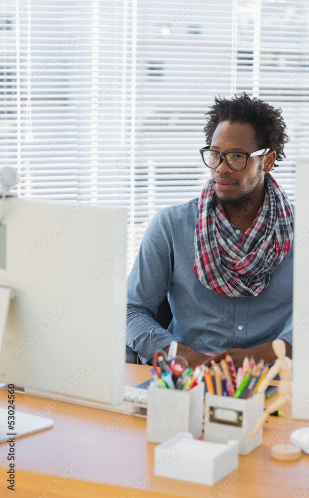 Fototapeta premium Handsome creative business employee having a videocall