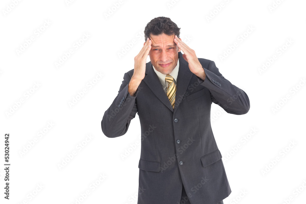 Anxious businessman with hands on his head Anxious businessman with hands on his head