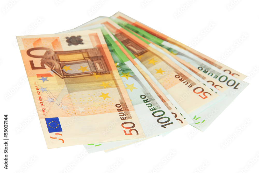 Euro banknotes isolated on white Euro banknotes isolated on white
