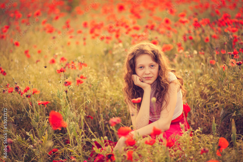 The girl in a poppy field The girl in a poppy field