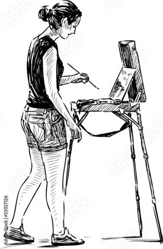 young artist in open air