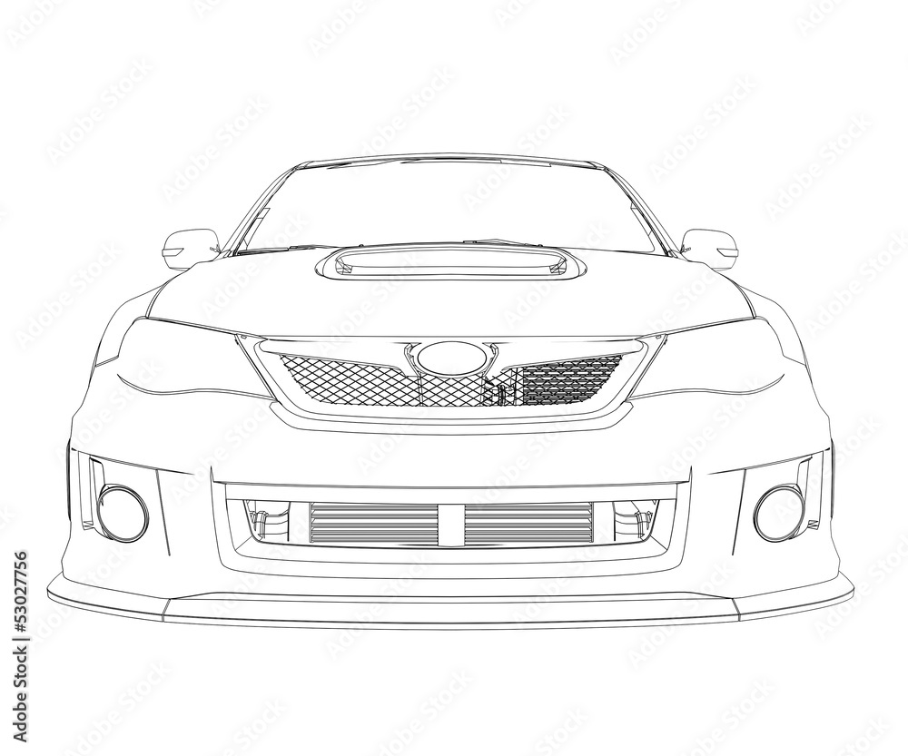 Car rendering in lines