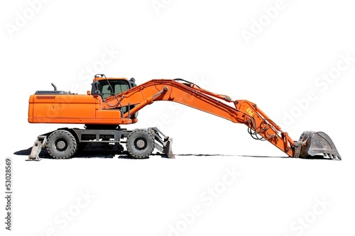 Pelleteuse  excavatrice sur pneus photo