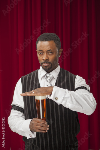 African American male bartender in retro suit