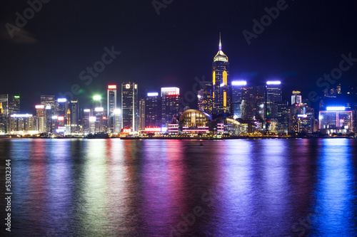 Skyline of Victoria Harbour in Hong Kong at night