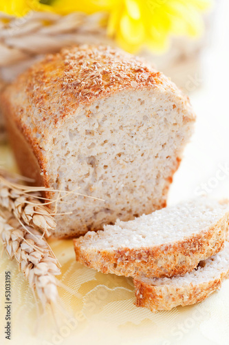 Homemade bread from oat bran, selective focus
