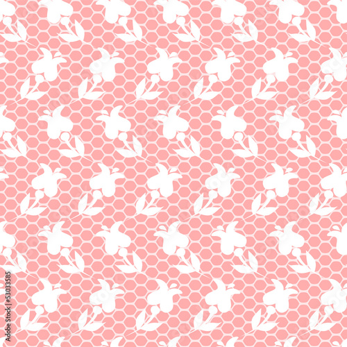 Elegant pink lacy mesh with...