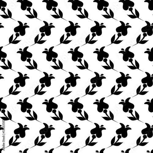Black and white simple flor...