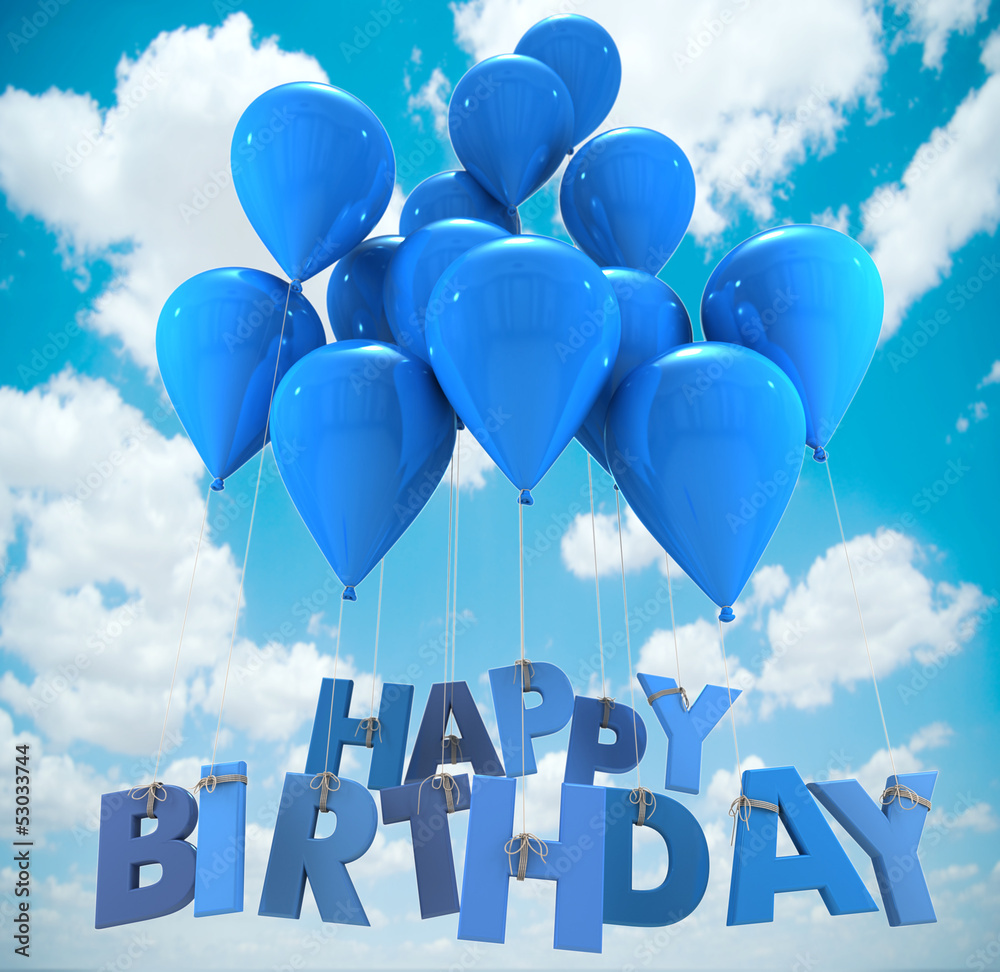 Happy birthday balloons, sky Stock Photo | Adobe Stock