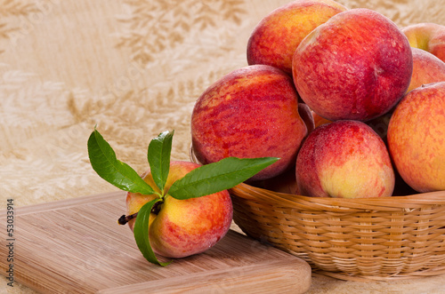 Fresh peaches in a basket