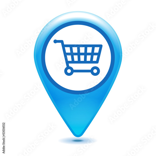 blue shopping cart pointer on a white background