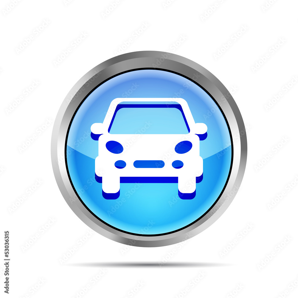 blue car button icon on a white background blue car button icon on a white background