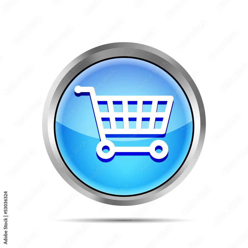 blue shopping cart icon on a white background blue shopping cart icon on a white background